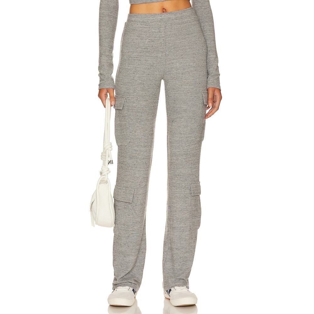 Lovers & Friends Bari Cargo Jogger Pants Heather Gray Jersey Pull On Pocket Sz S